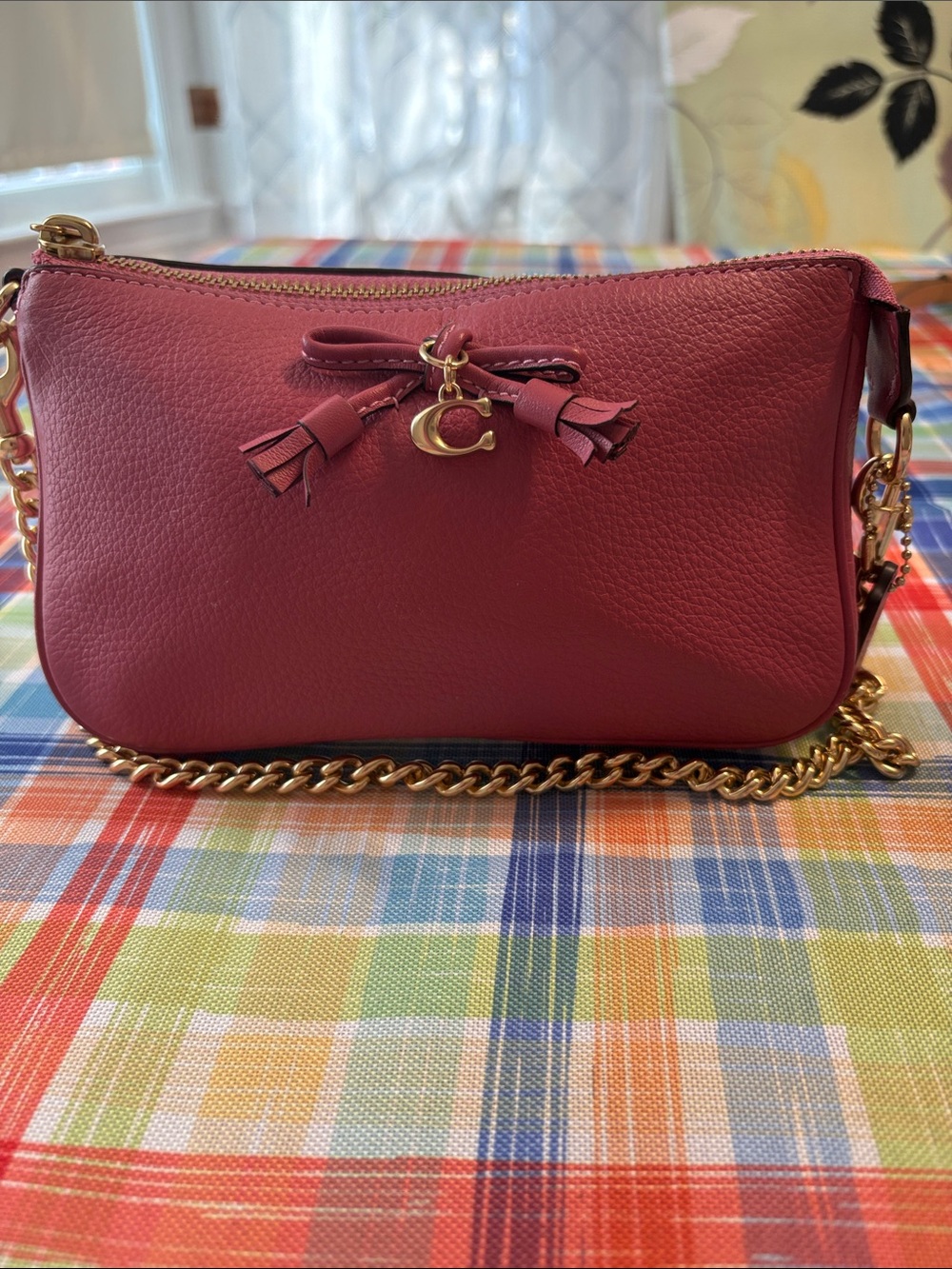 Coach Pebble Leather Nolita  in Berry with Gold Hardware